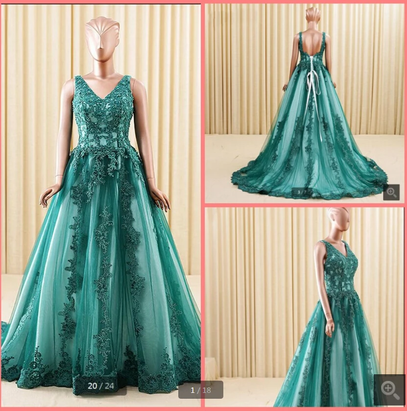 

2020 реальное фото темно-зеленое бальное платье с v-образным вырезом платье для выпускного вечера с бисером кружевная аппликация женское плат...