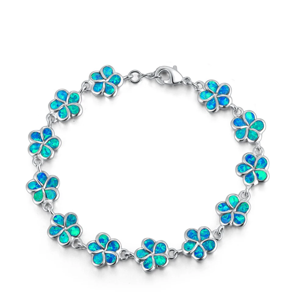 New Silver Bracelet Temperament Women's Wild Rose Inlaid Imitation Opal Chain | Украшения и аксессуары