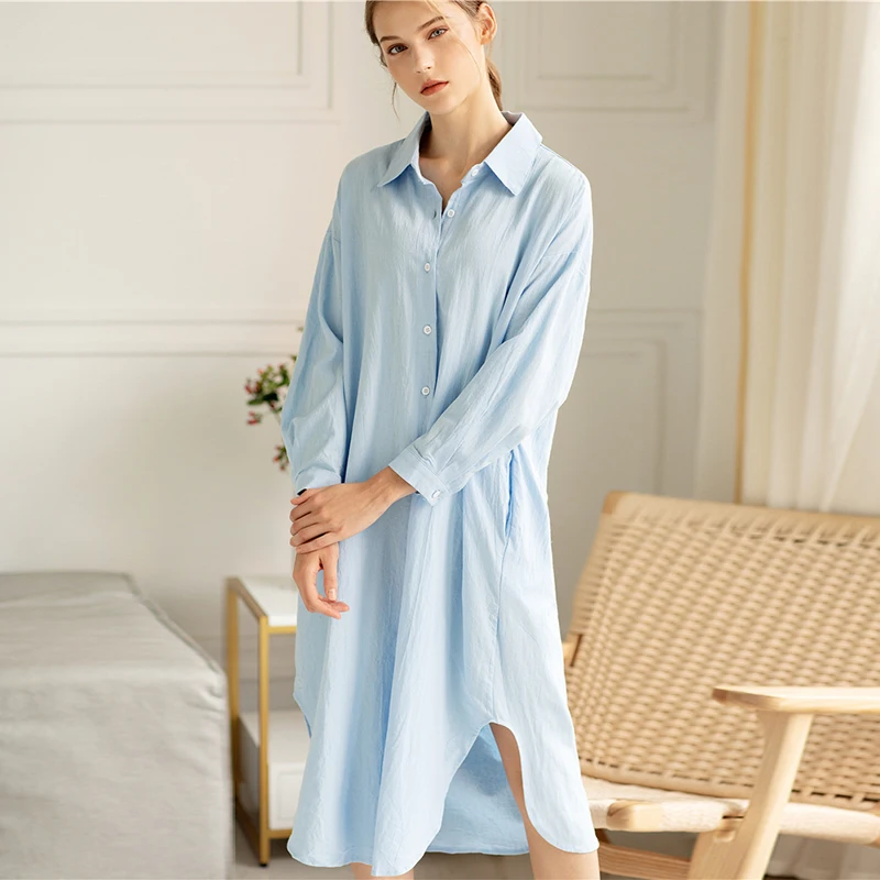 

New 2021 Women Dresses Autumn Spring Loose Casual High Waist Straight Long Shirt Dress Solid Single Breasted