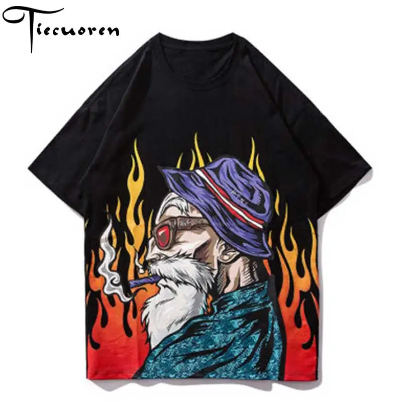 

Футболка мужская с рукавом до локтя, уличная одежда в японском стиле для пожилых людей, повседневный топ в стиле хип-хоп, в стиле Харадзюку