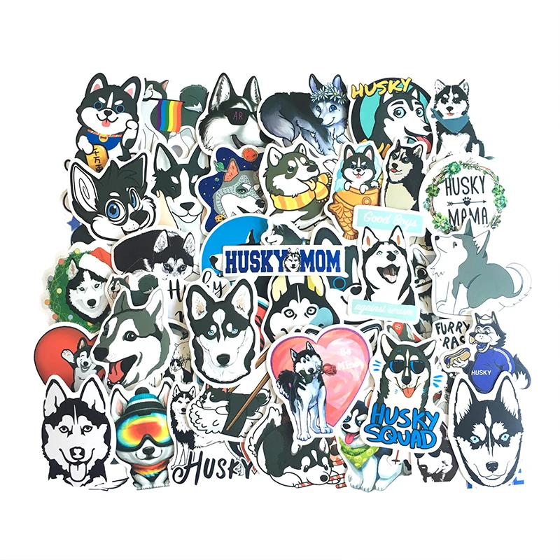 

50PCS waterproof Cute Husky Pet Dog Stickers Decal For Snowboard Laptop Luggage Car Fridge DIY Vinyl Home Decor
