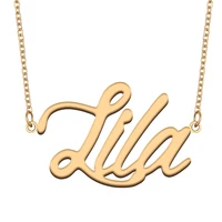 lila name necklace for women stainless steel jewelry 18k gold plated nameplate pendant femme mother girlfriend gift