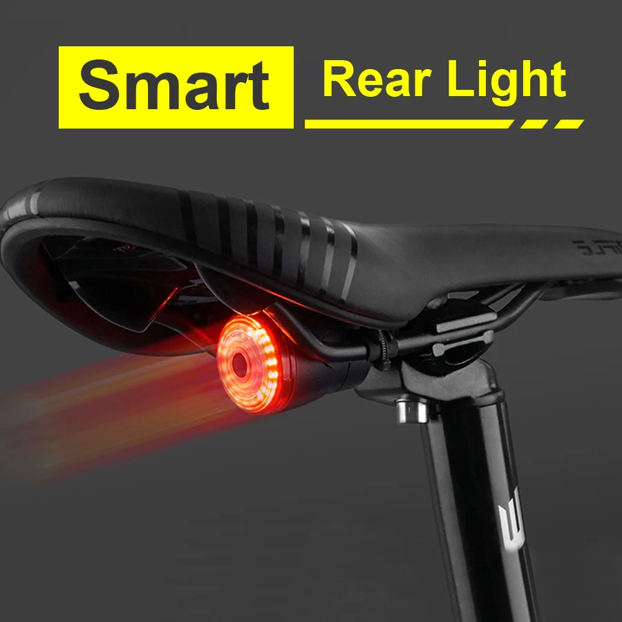 

NEWBOLER Smart Bicycle Tail Rear Light Auto Start Stop Brake IPX6 Waterproof USB Charge Cycling Tail Taillight Bike LED Lights