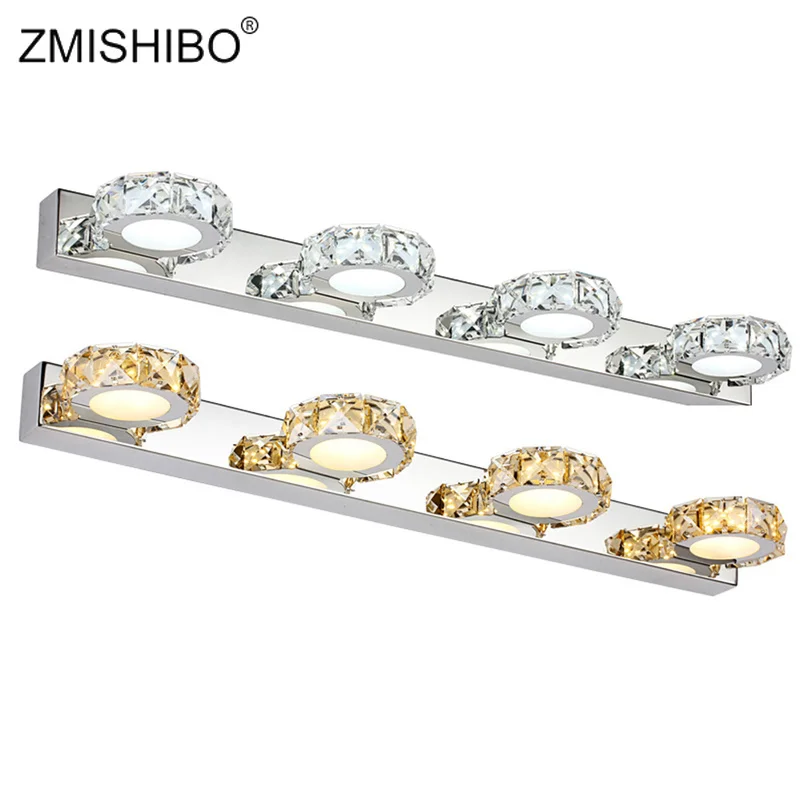 ZMISHIBO круглый хрустальный зеркальный светильник 3 Вт/6 Вт/9 Вт/12 Вт шампанского/белый водонепроницаемый светодиодный настенный светильник 100-240 В лампа для ванной комнаты из нержавеющей стали