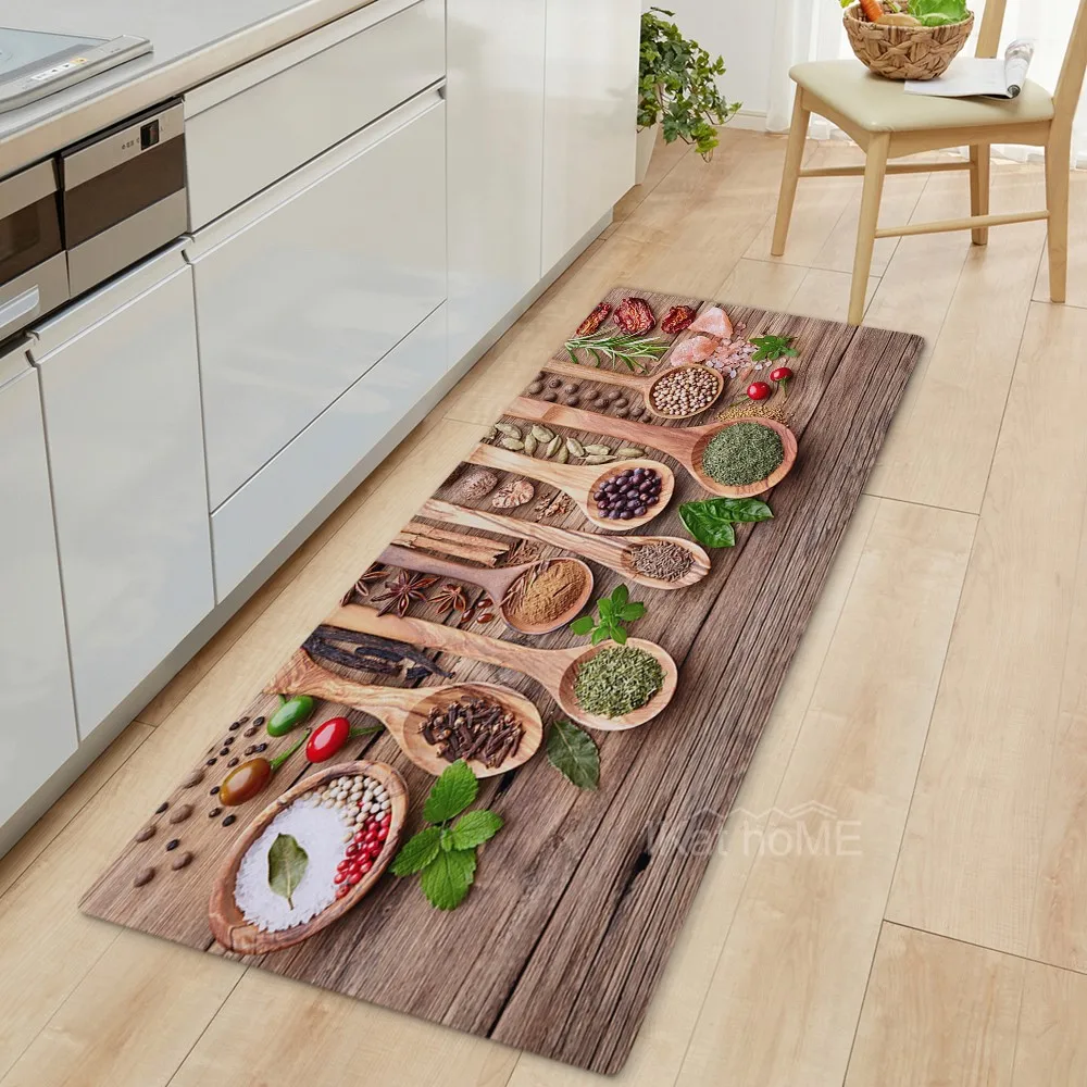 

Wood Grain Living Room Rug 3D Spices Kitchen Mat Home Entrance Doormat Bedroom Bedside Carpet Hallway Balcony Bath Anti-Slip