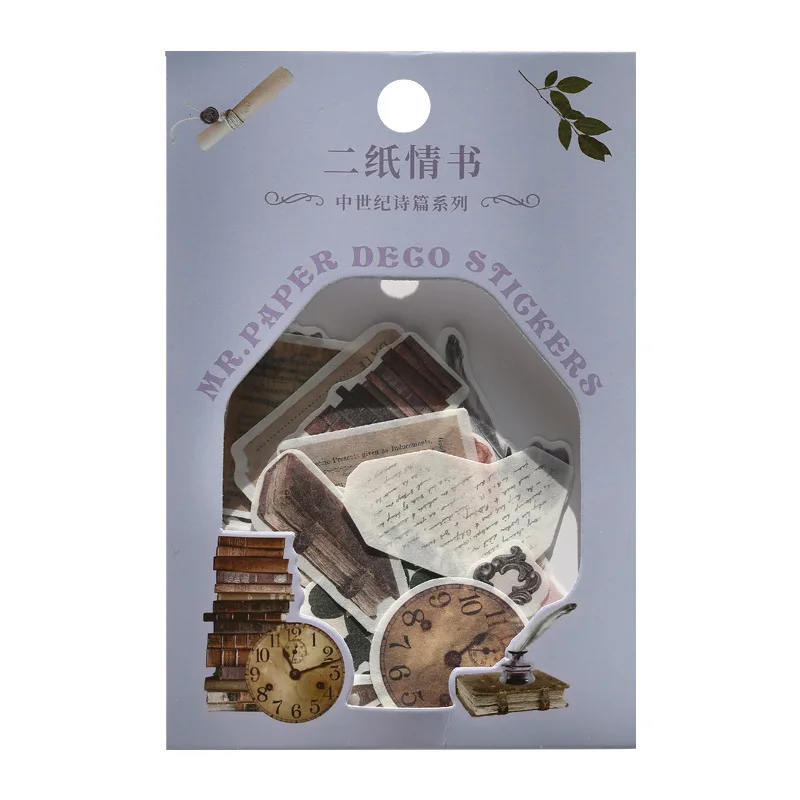 

Mohamm 40 PCS Stickers Pack Medieval Poetry Series Vintage Decoration Retro Sticker Flakes Stationary Scrapbooking Gift Girl Sch