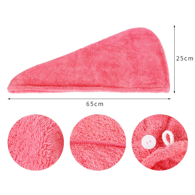 

Coral Velvet Hair Drying Hat Absorption Quick-dry Bath Towel Cap Microfibre Towel Cap Soft Solid Color Hair Dry Cap Bathing Tool