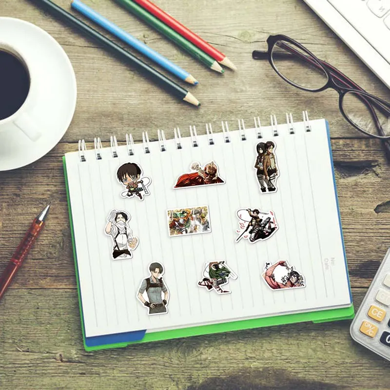 Наклейки из ПВХ атака на Титанов 100 шт./лот|Канцелярские наклейки| |