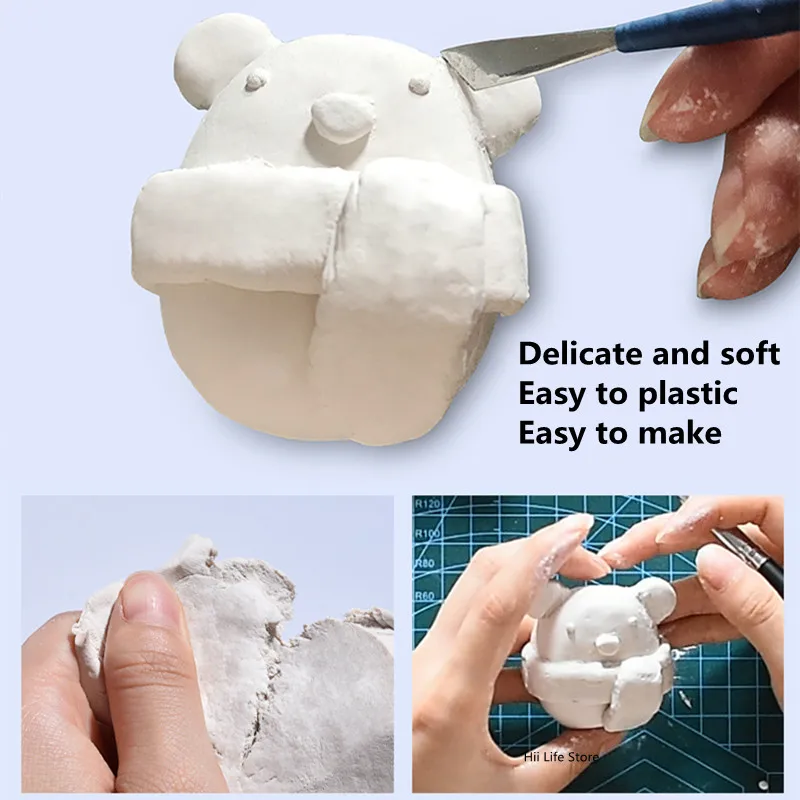 LaDoll japon&eacute;s-escultura de piedra ligera, arcilla de 300g/500g, piedra seca al aire natural, polvo de arcilla artesanal, modelo hecho a mano-3