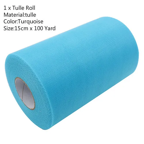 100Yard Turquoise Фатиновая юбка-пачка в рулоне, 15 см, 100 ярдов, сделай сам подарочная упаковка для дня рождения, вечеринки, Рождества, свадьбы, для детей - Color: 100Yard Turquoise