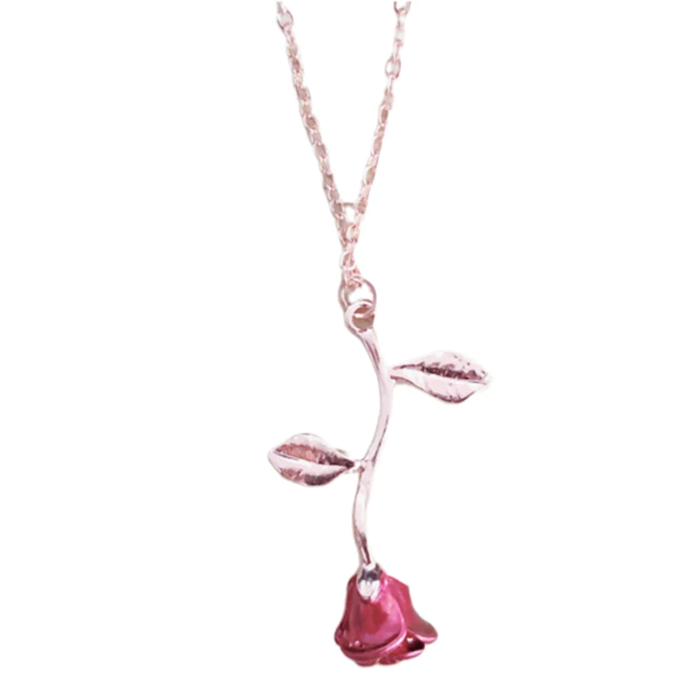 Элегантные женские эмаль Роза кулон ожерелье ювелирные изделия на День святого