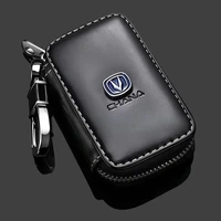 leather car key case remote zipper keychain for changan cs15 cs35 cs55 cs75 cs95 eado xt dt raeton cc alsvin v7 v3 honor benni