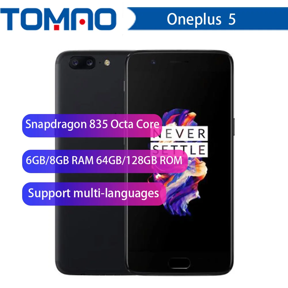Oneplus 5 5,5 '4 аппарат не привязан к оператору сотовой связи мобильного телефона 2K экран 6/64GB устройство, док-станция Qualcomm Snapdragon 835 Octa Core 23.0MP Cam Android 7,1 отпечатков пальцев