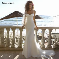 smileven luxurious lace mermaid wedding dresses spaghetti strap ivory lace bridal gowns one shoulder lace wedding gowns