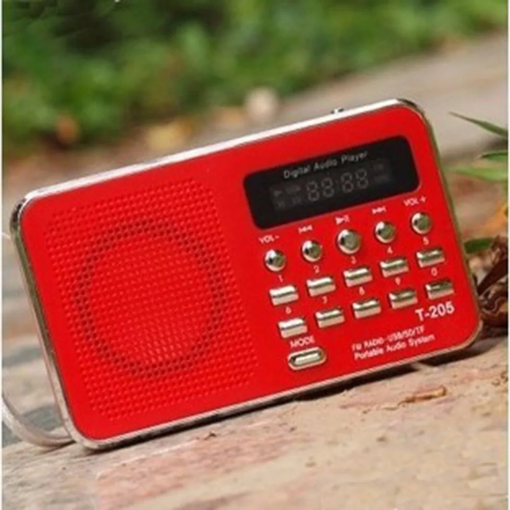 T 205 портативный радио FM Поддержка SD/мини-карта флэш памяти TF fm-радио приемник Цифровой с USB светодиодный музыкальный плеер для телефона MP3