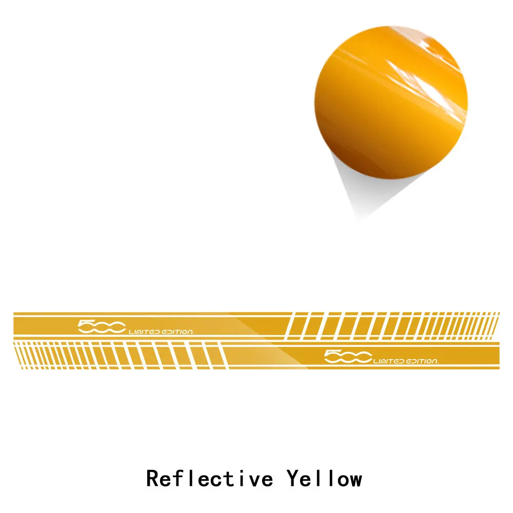 reflective yellow Автомобильный Стайлинг, наклейка на боковую юбку, ограниченная серия, украшение для тела, гоночная наклейка в полоску для Fiat 500 Bravo Doble Panda Ducato, аксессуары - Название цвета: reflective yellow