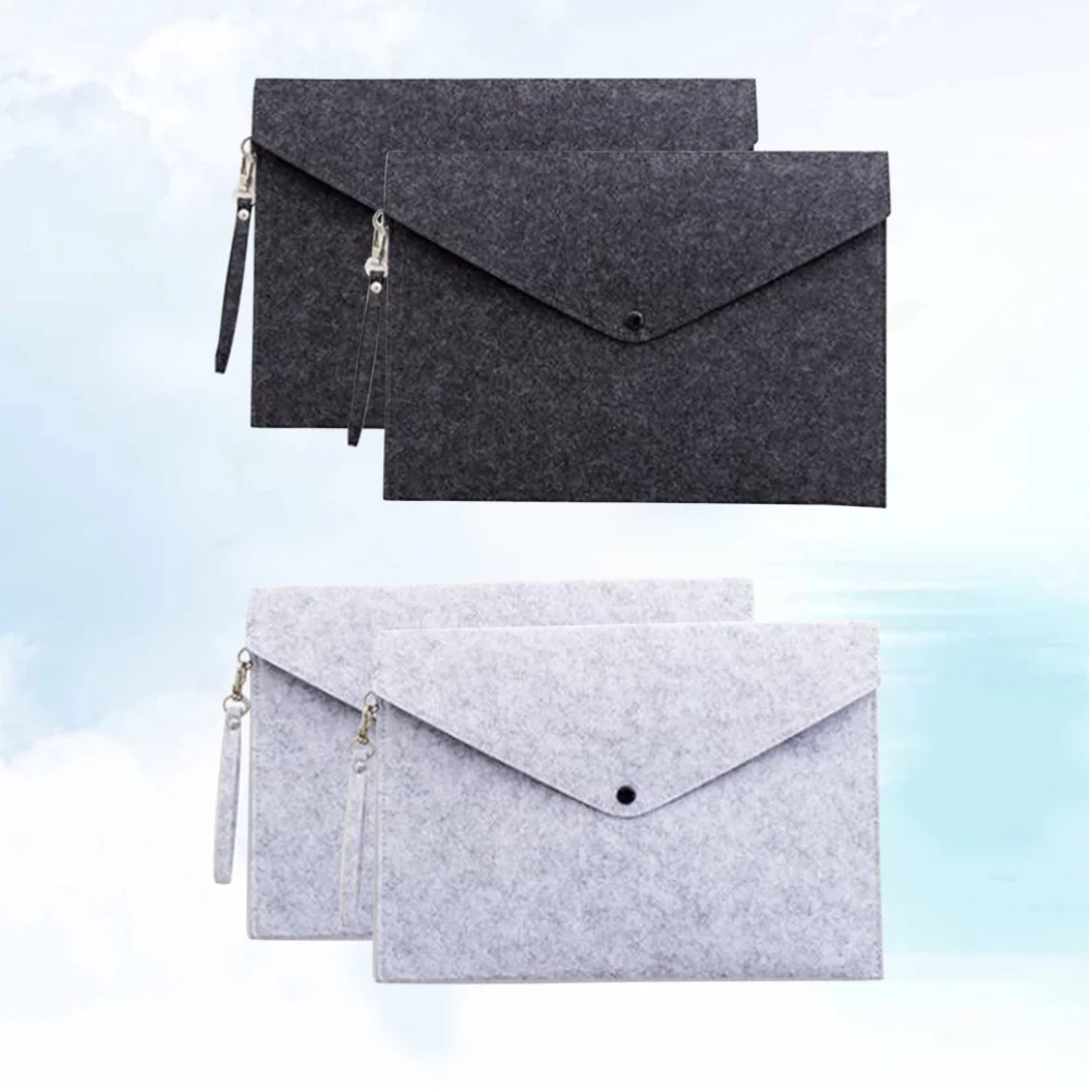 

4 Pcs A4 File Folders Felt Folder Color Document Folder Portable Felt Holder Documents Folders Snap Type Briefcase Bag wit