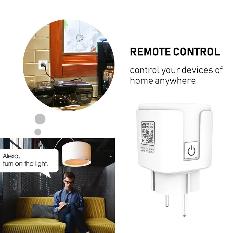 

16A EU Socket WiFi Smart Plug Power Monitor Timing Tuya/Smart Life APP Remote Control Works With Alexa Google Assistant