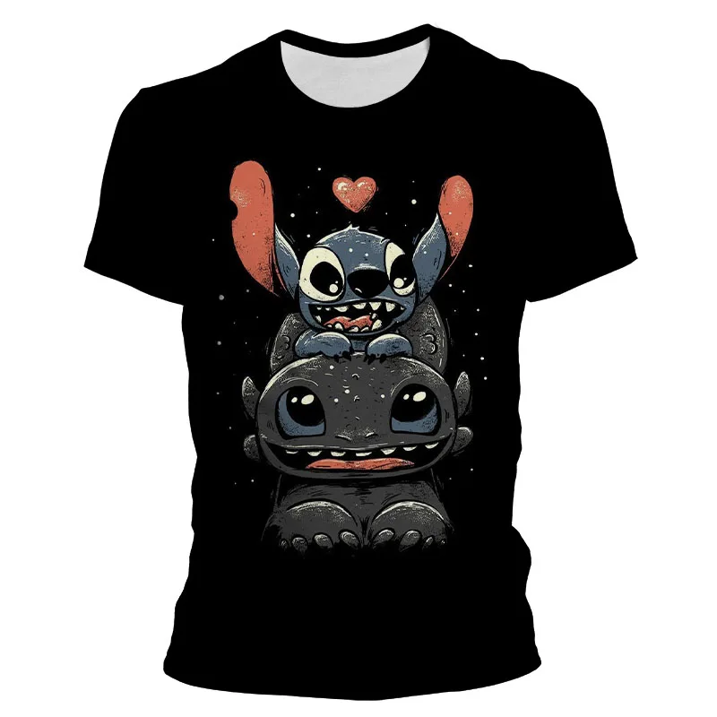 

Disney 2021 T-shirt Cartoon Lilo & Stitch Men's Women Short Summer Regular Children t Shirt O-Neck White Tops Tee Shirt Loose