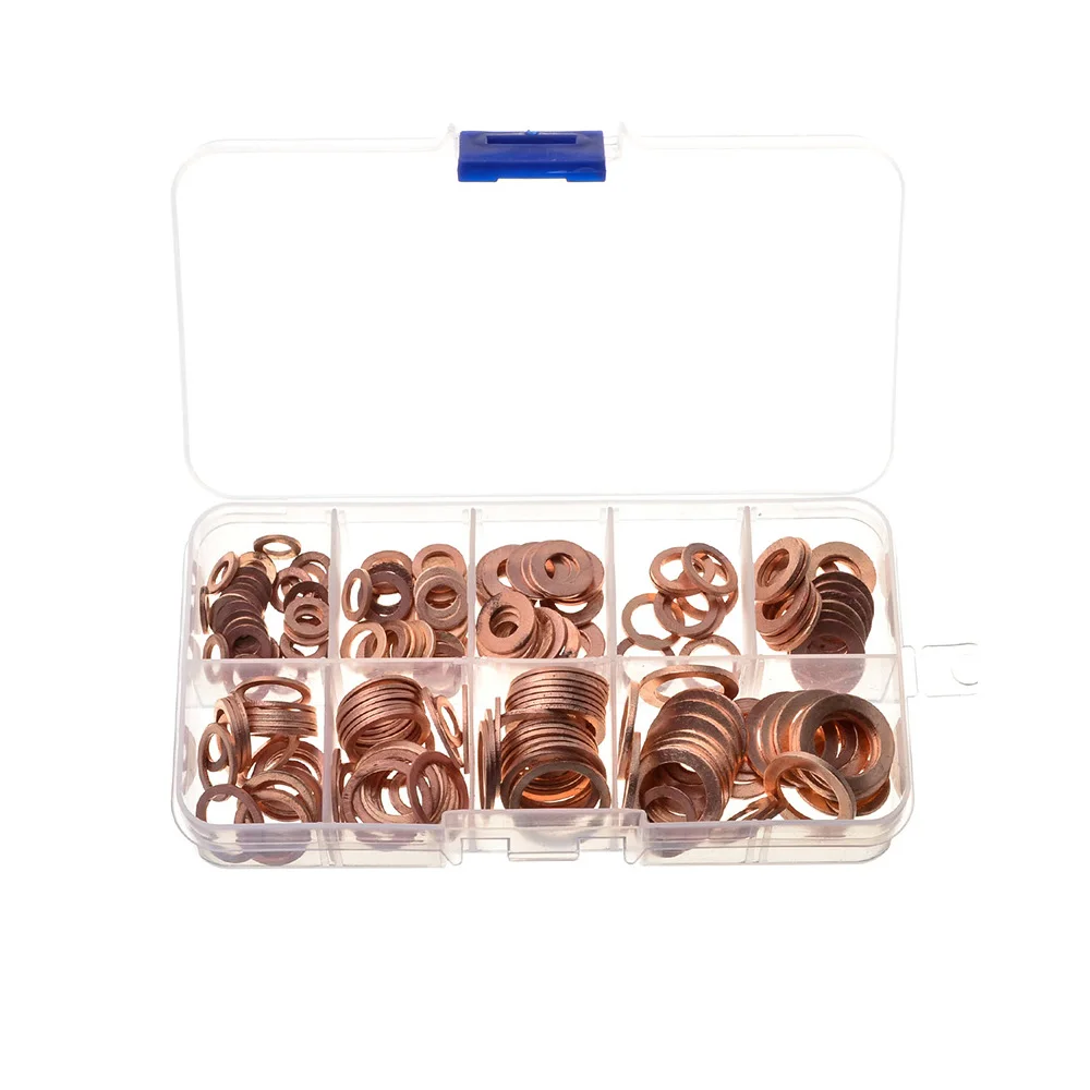 200 шт. шайба медная прокладка болт и гайка набор плоское кольцо уплотнение