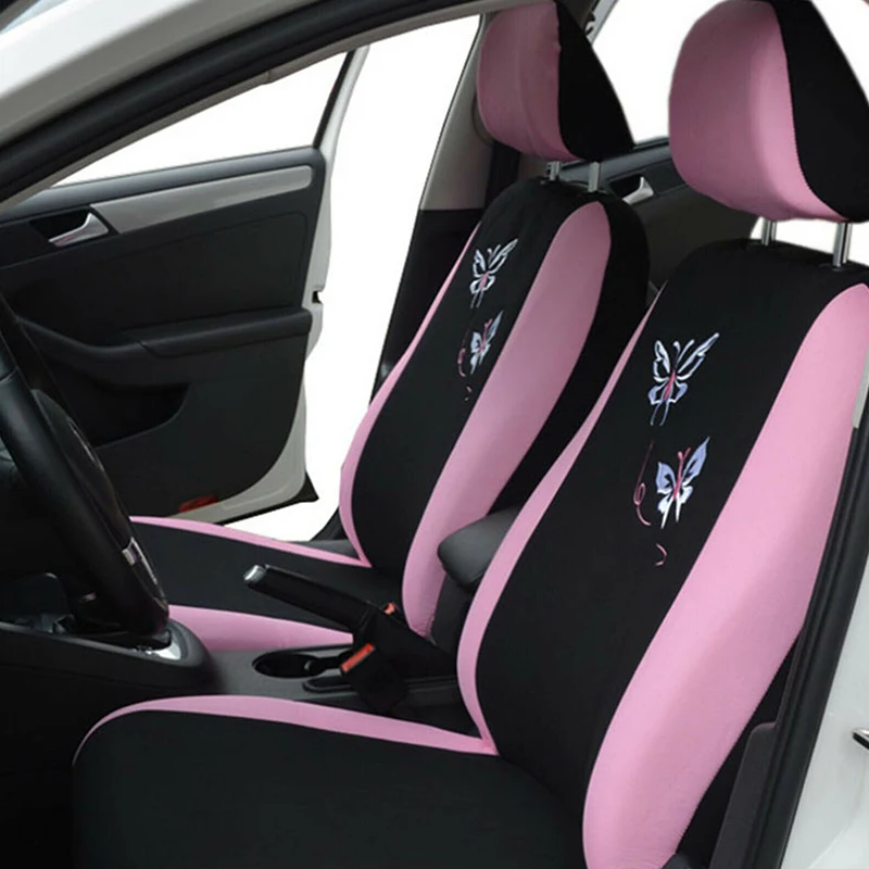 Новое поступление розовые Чехлы для автомобильных сидений с вышитой бабочкой