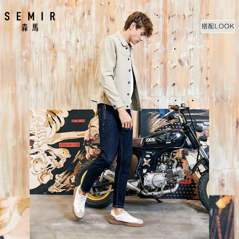 Мужская хлопковая джинсовая куртка Semir Повседневная рубашка в Корейском стиле на