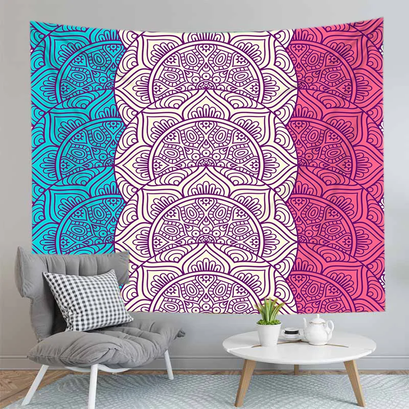 

Colorful Mandala Flower Printed Wall Hanging Tapestry Blanket Polyester Table Sleeping Room Decor Indian Beach Mat Large Size