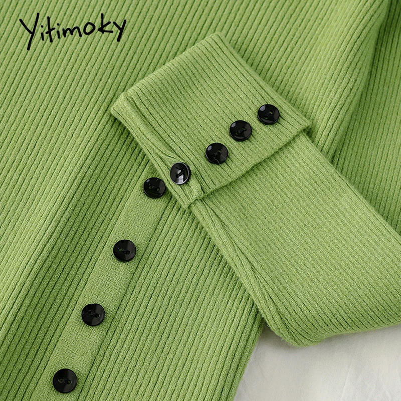 Зимняя одежда женский свитер полуводолазка платье корейский топ зеленые