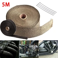 5m roll fiberglass heat shield car motorcycle exhaust manifold heat insulation glass fiber thermal wrap tape blacks 4 ties kit