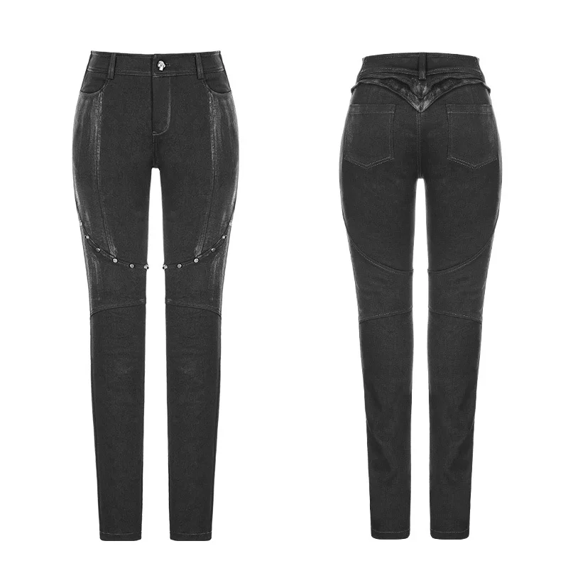 Punk Retro Streetwear Personality Long trousers Gothic Fashion Casual Rivet Skull Slim-Fitting Women Pants Punk Rave WK-331XCF