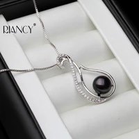 fashion natural freshwater black pearl pendant necklace for women exquisite wedding anniversary gift