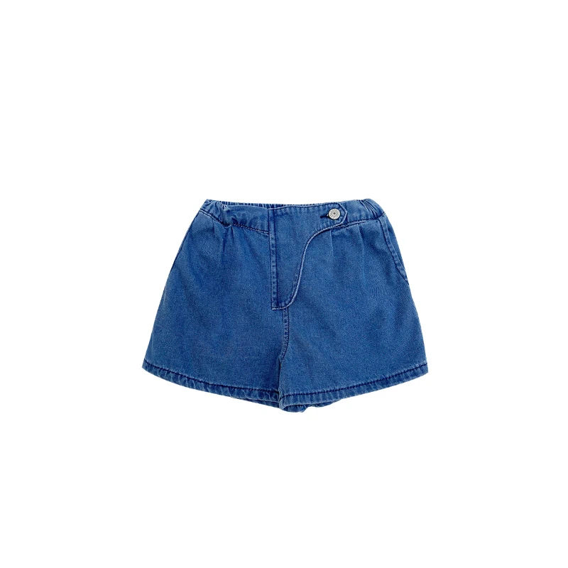 

Mila Chou 2021 Summer Girl's Denim Shorts With Elastic Band Children's Blue Denim Shorts Kids Casual Loose Denim Shorts 2-8 Y