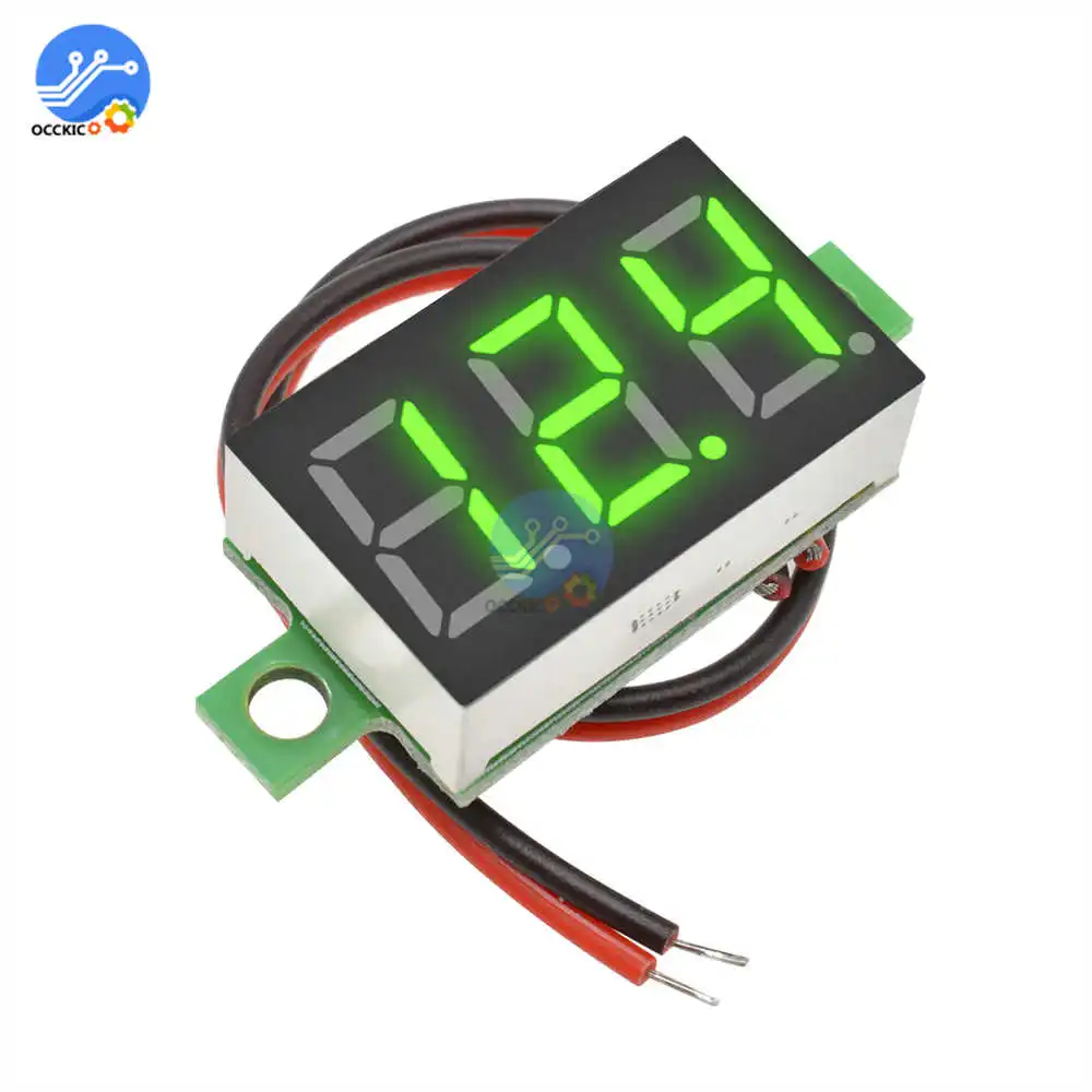 2-провод 0,36 дюймов Мини цифровой вольтметр постоянного тока 4,7-32 V светодиодный цифровой дисплей напряжения тестер красные, синие зеленый