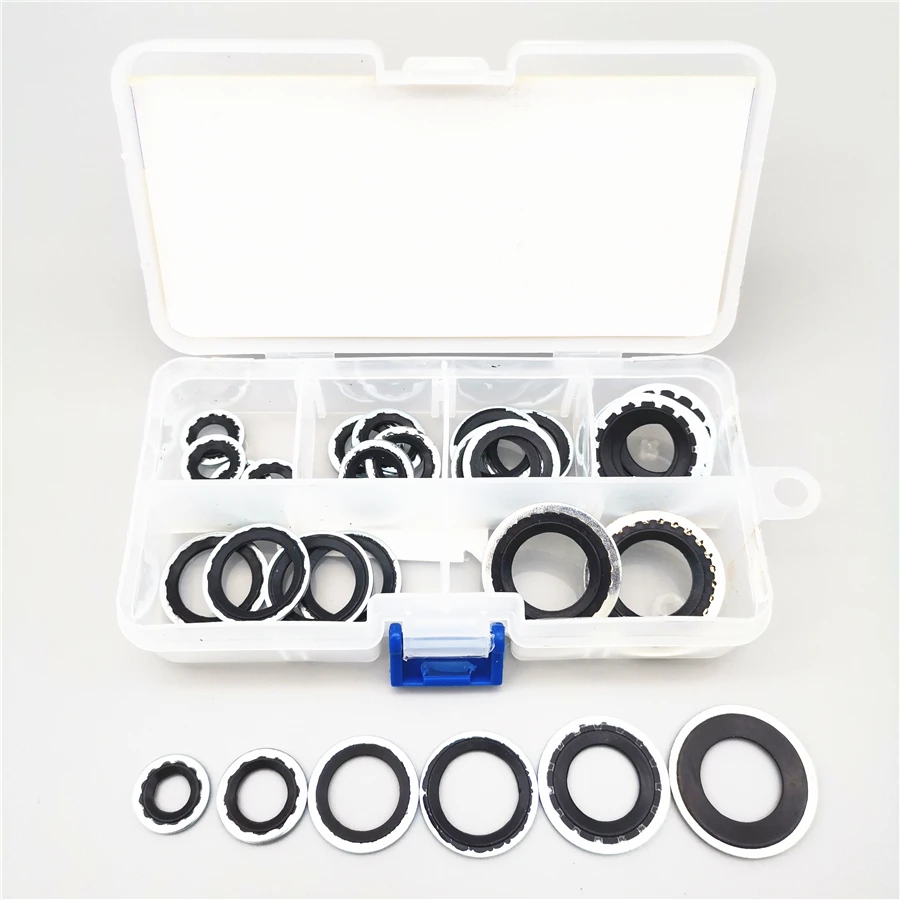 

28pcs/box 6 Size Alloy Metal Car Air Conditioning Compressor Gaskets R134a