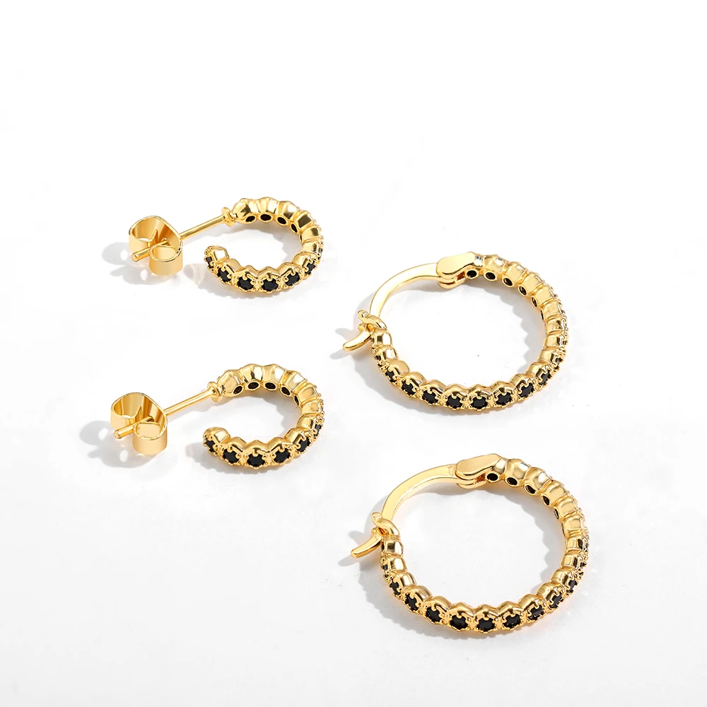 

Новые модные черные маленькие круглые золотые серьги в виде колец для женщин и девушек, модные украшения, подарки, оптовая продажа