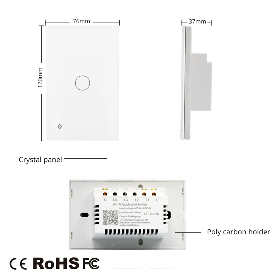 

Беспроводной светодиодный смарт-Выключатель сенсорного экрана стеклянный стандарт США/Wi-Fi настенный сенсорный выключатель дистанционное ...