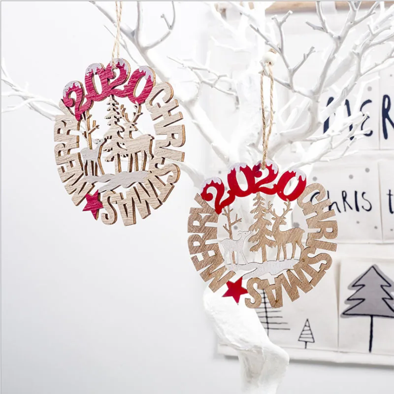 Wooden Christmas Tree Pendants Ornaments 2020 Xmas Letters Hanging Decor Outdoor Accessories | Дом и сад