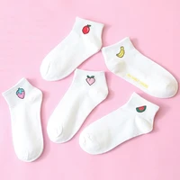 1 pair cartoon fruit woman ankle socks cute short socks female designer cotton girls banana lemon strawberry kawaii