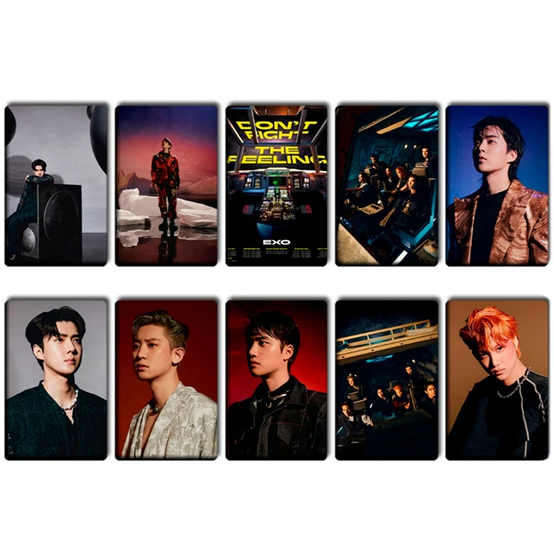 

10Pcs/Set Kpop EXO Photocards New Album Don 't Fight The Feeling HD Crystal Photo Card Paper Lomo Card For Fans Collection Gifts