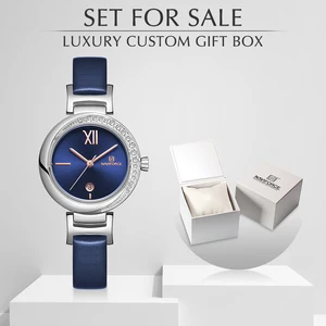 NAVIFORCE часы для женщин люксовый бренд Женские кварцевые наручные часы кожа водонепроницаемые часы Reloj Mujer набор для продажи Relogio Feminino