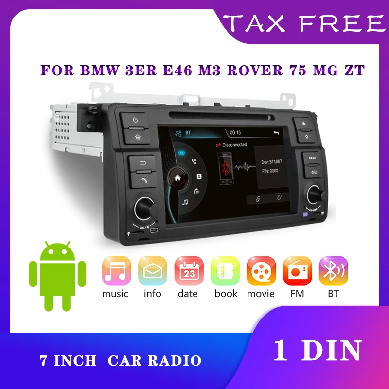 1Din Android System Car Video Stereo GPS Navigation Radio Support Rear View Camera for BMW 3 Series E46 M3 Rover 75 MG ZT | Автомобили и