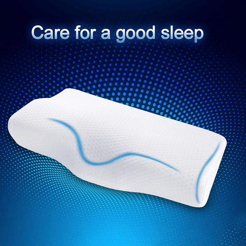 

50*30cm Memory Foam Bed Pillow Neck Protection Slow Rebound Butterfly Shaped Pillow Contoured Orthopedic Cervical Health Care