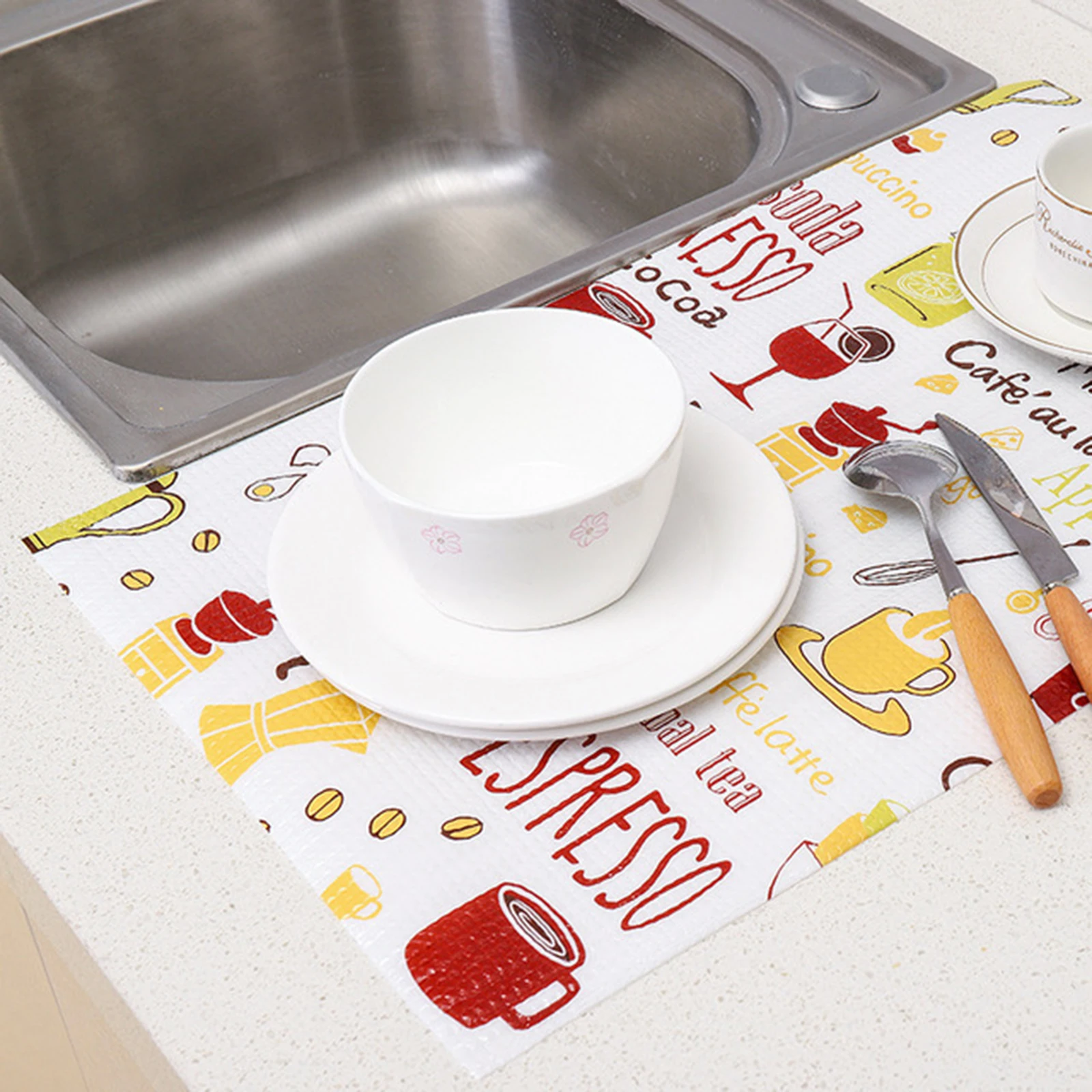 Маслостойкая кухонная подстилка многоцветный принт влагостойкая для ящика