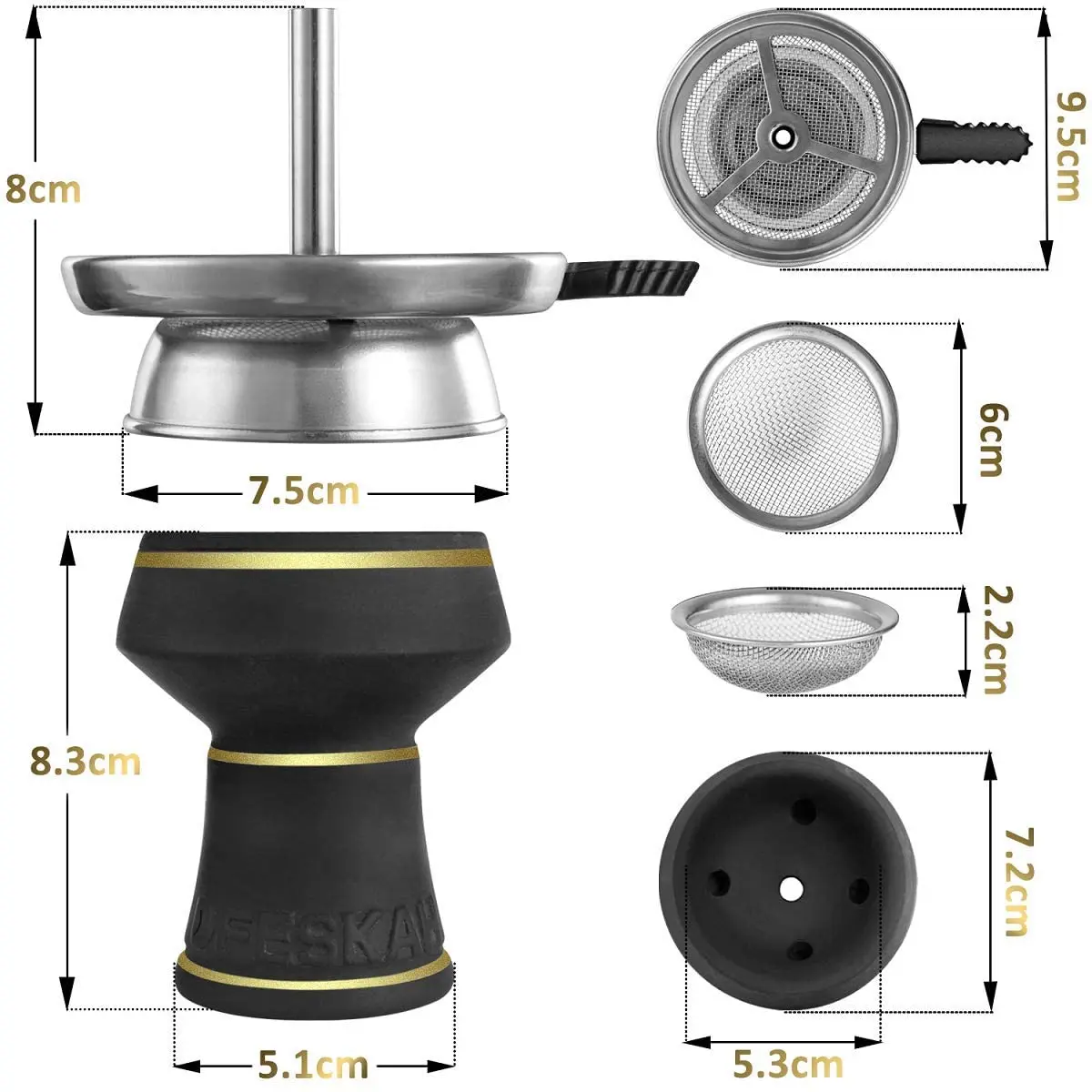 Набор головки для кальяна dfeska черная каменная головка с дымовым креплением и