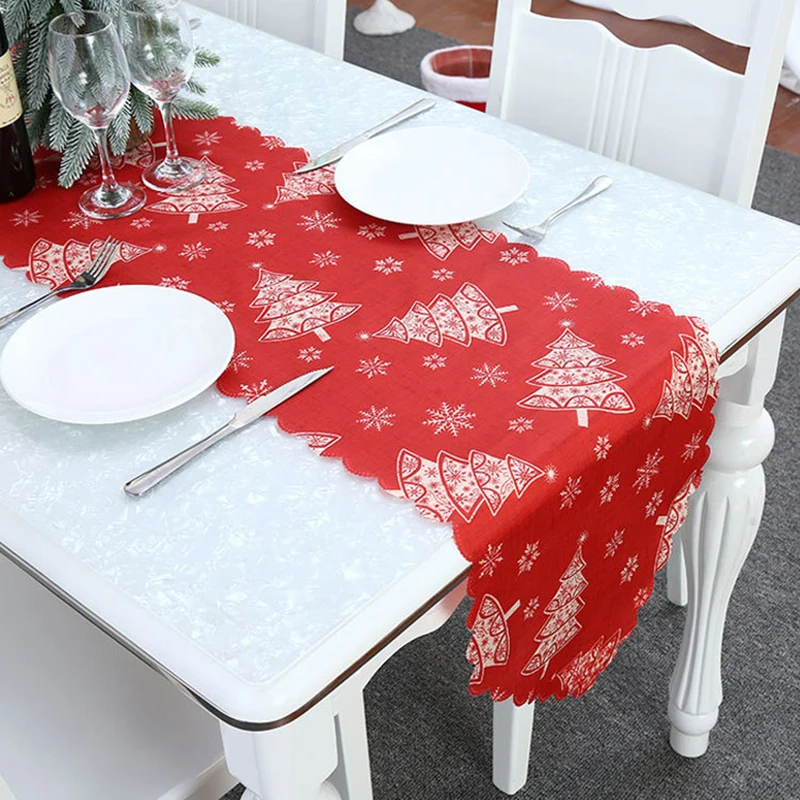 

2021 Christmas Printed Table Flag Tablecloth Santa claus, snowman Placemat Christmas Decorations For Home Table Runner Flags