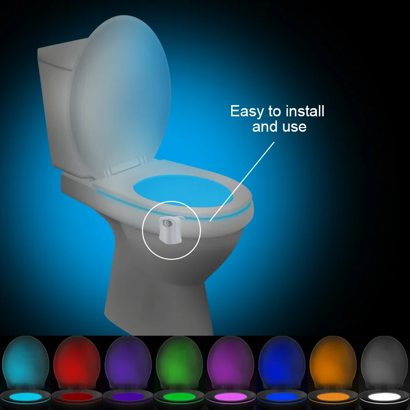 Lámparas LED de baño impermeables para niños, luz de fondo de noche, Sensor de movimiento PIR