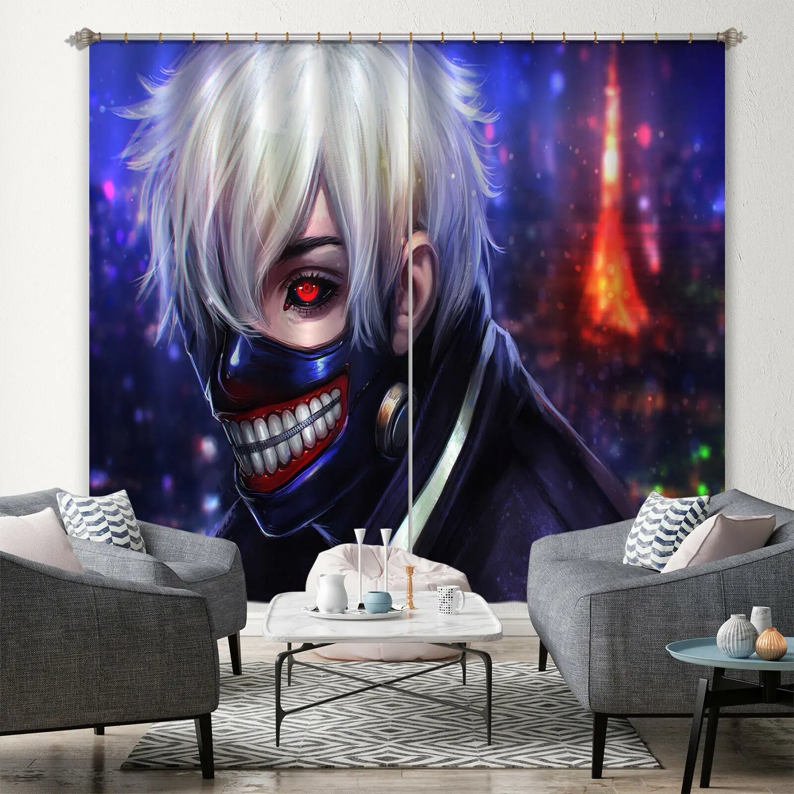 Аниме Токийский Гуль 2 панели/комплект занавески из ткани термоизолированные