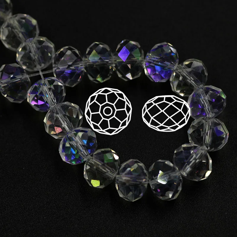Бусины из прозрачного стекла с AB покрытием круглые стеклянные бусины отверстием