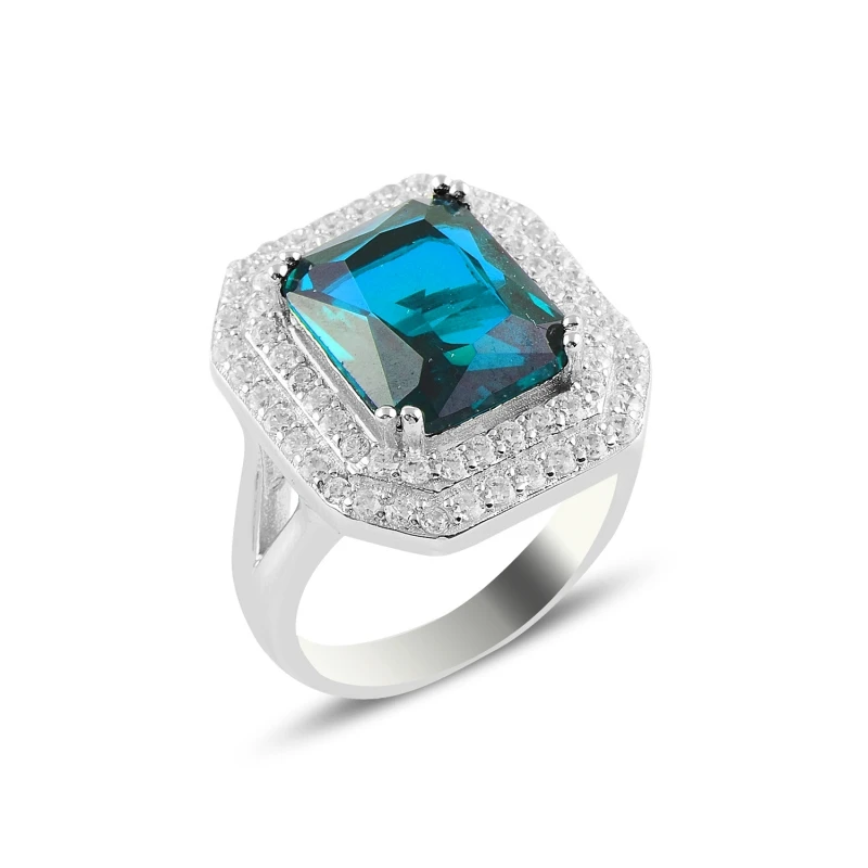 

Silverlina Silver Aquamarine Zircon Engagement Ring