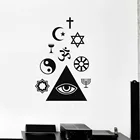 Наклейка на стену из ПВХ с изображением религии, христианства, ислама, буддизма, каменщика, домашний декор, обои для гостиной, самоклеющиеся, A601